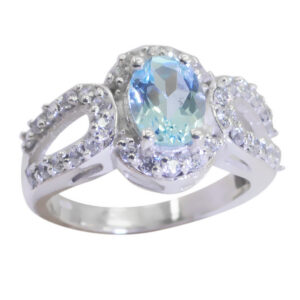 Real Gemstones Faincy Faceted Blue Topaz rings